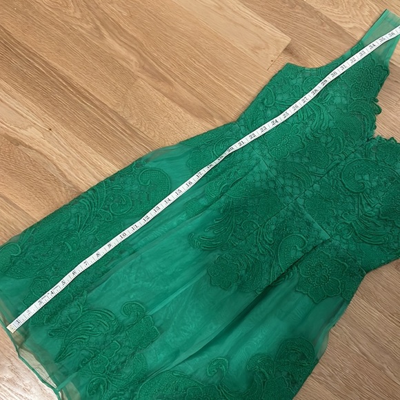 Lace Overlay Silk Green Dress Size 6 - Picture 8 of 12